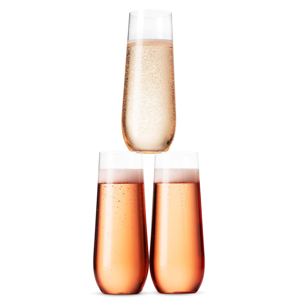 Munfix 24 Pack Stemless Plastic Champagne Flutes Disposable 9 Oz Clear Plastic Toasting Glasses Shatterproof Recyclable and BPA-Free