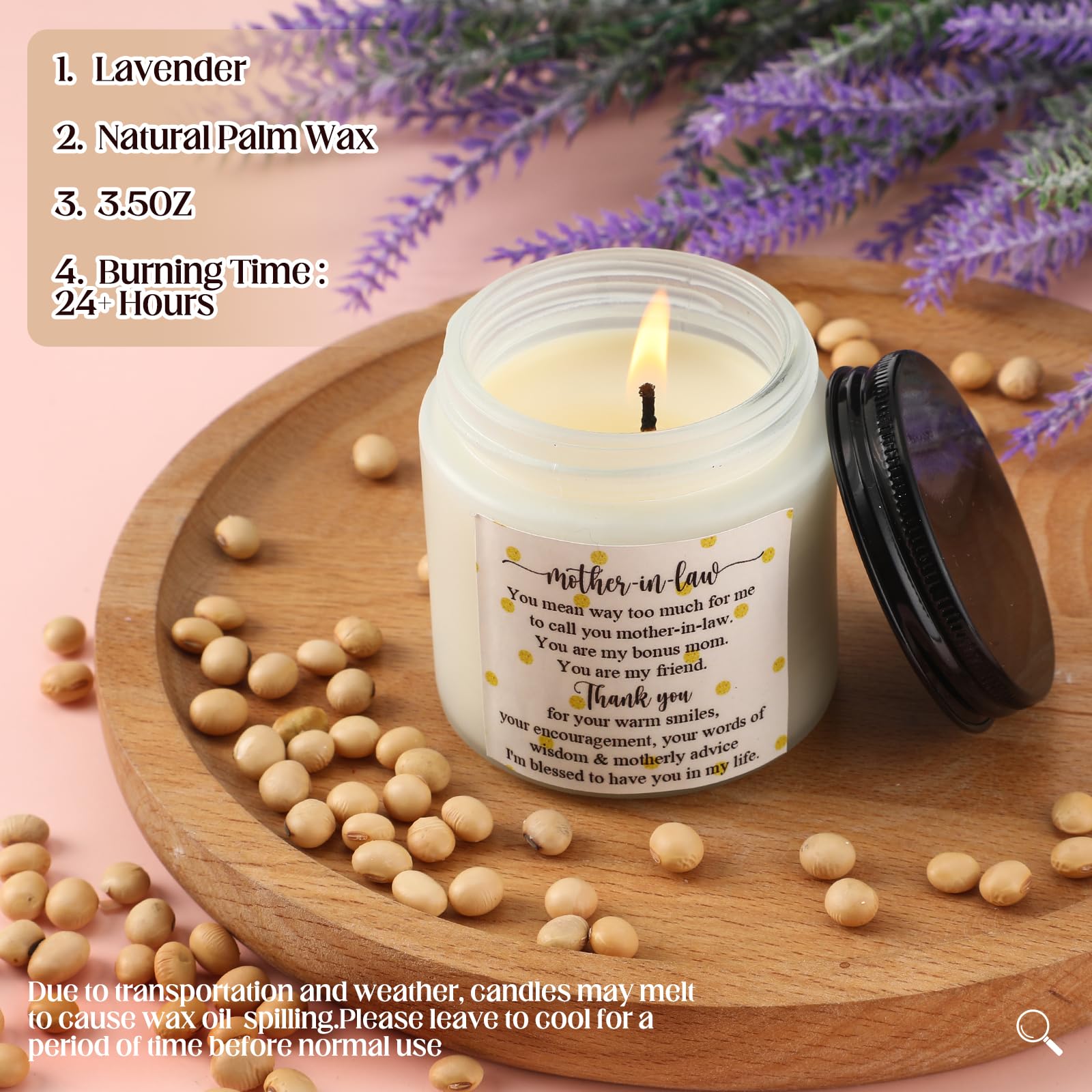 SilTriangle 4 Pcs Mother in Law Gifts Best Mother in Law Ever Gift Include 16 oz Glass Cup with Lid and Straw Tote Bag Makeup Bag 3. 5 oz Scented Candle Mom Birthday Present from Daughter Son(Black)