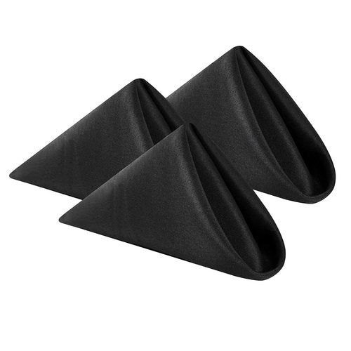 Cloth Napkins 17x17 inch Washable Polyester Dinner Napkins Soft Table Napkins for Wedding Party Dining Banquet(Black,50PCS)