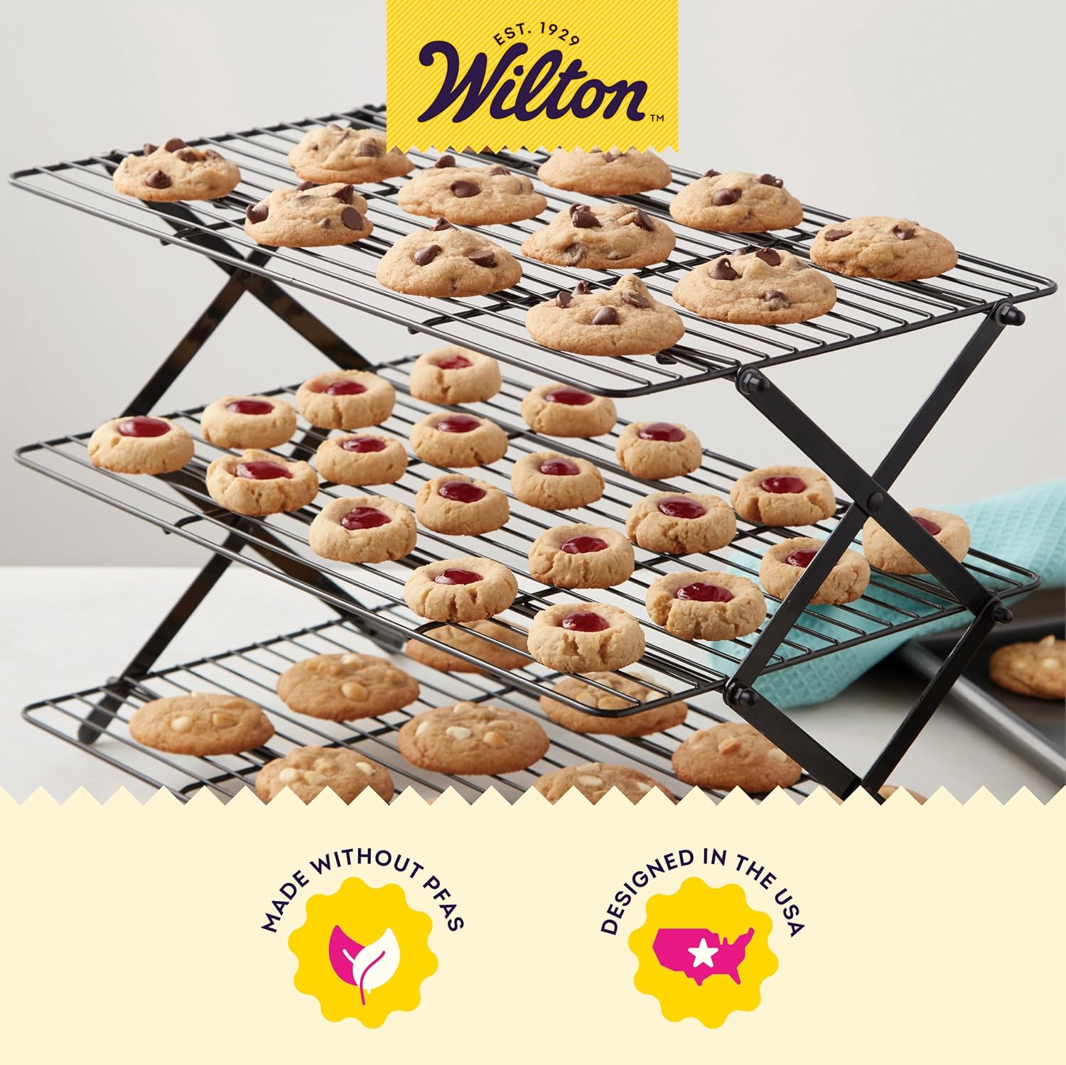 Wilton Gold Premium Non-Stick Bakeware - Warp-Resistant Design & 3-Tier Cooling Rack