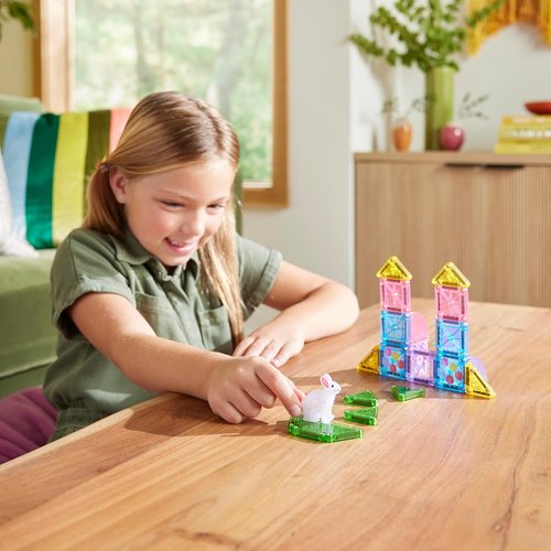 Magna-Tiles MicroMAGS 24-Piece Spring Garden Travel Set | Original Magnetic Building Blocks