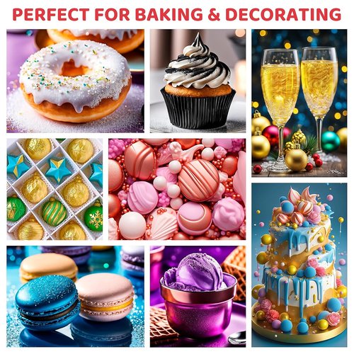 Cherrysea Luster Dust Edible Shimmer Powder - 15g Food Grade Cake Dust for Cocktails & Decorations