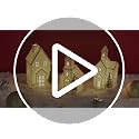 Light-Up White Ceramic Christmas Village Set with LED Trees & Timer