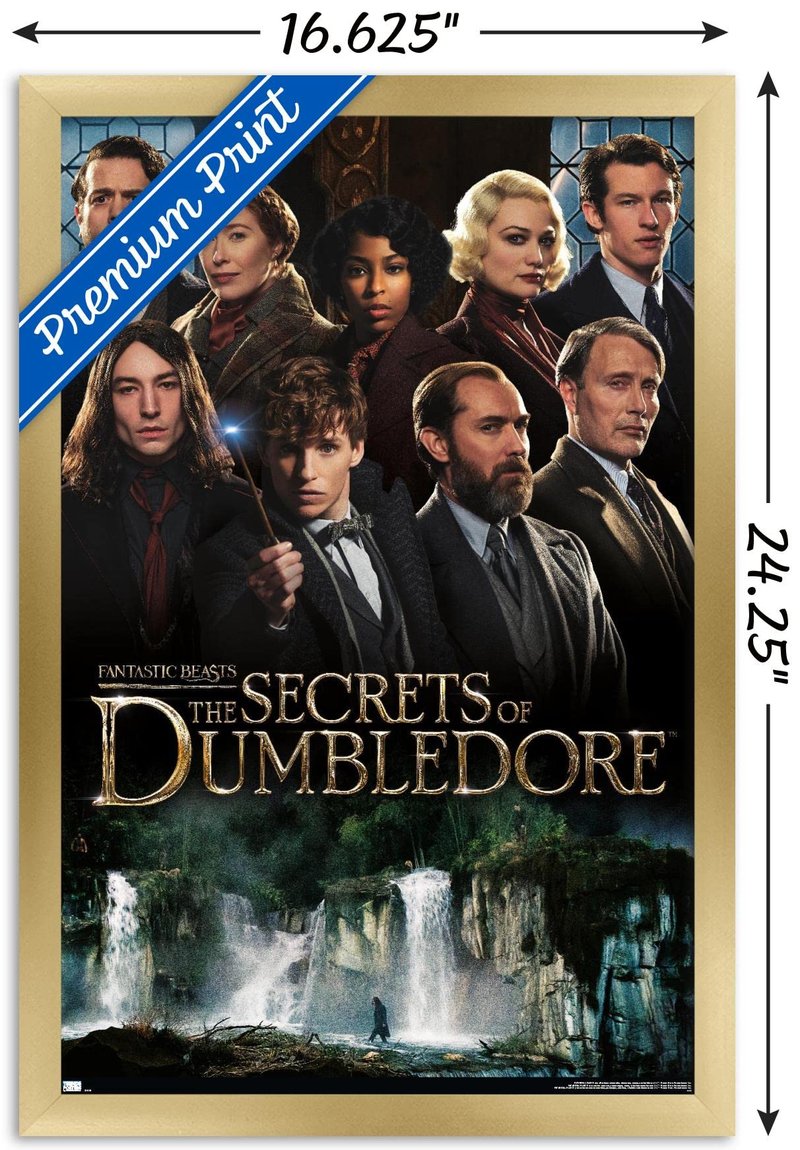 Trends International Fantastic Beasts: The Secrets of Dumbledore - Group Wall Poster, 14.725" x 22.375", Gold Framed Version