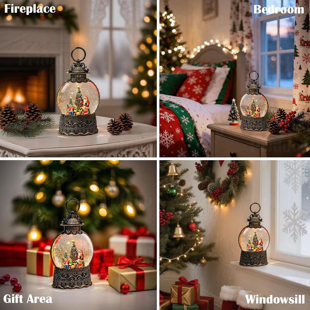 Priddop Santa Snow Globe | Musical Christmas Decoration with Glitter Snowfall - 10.6 Inch