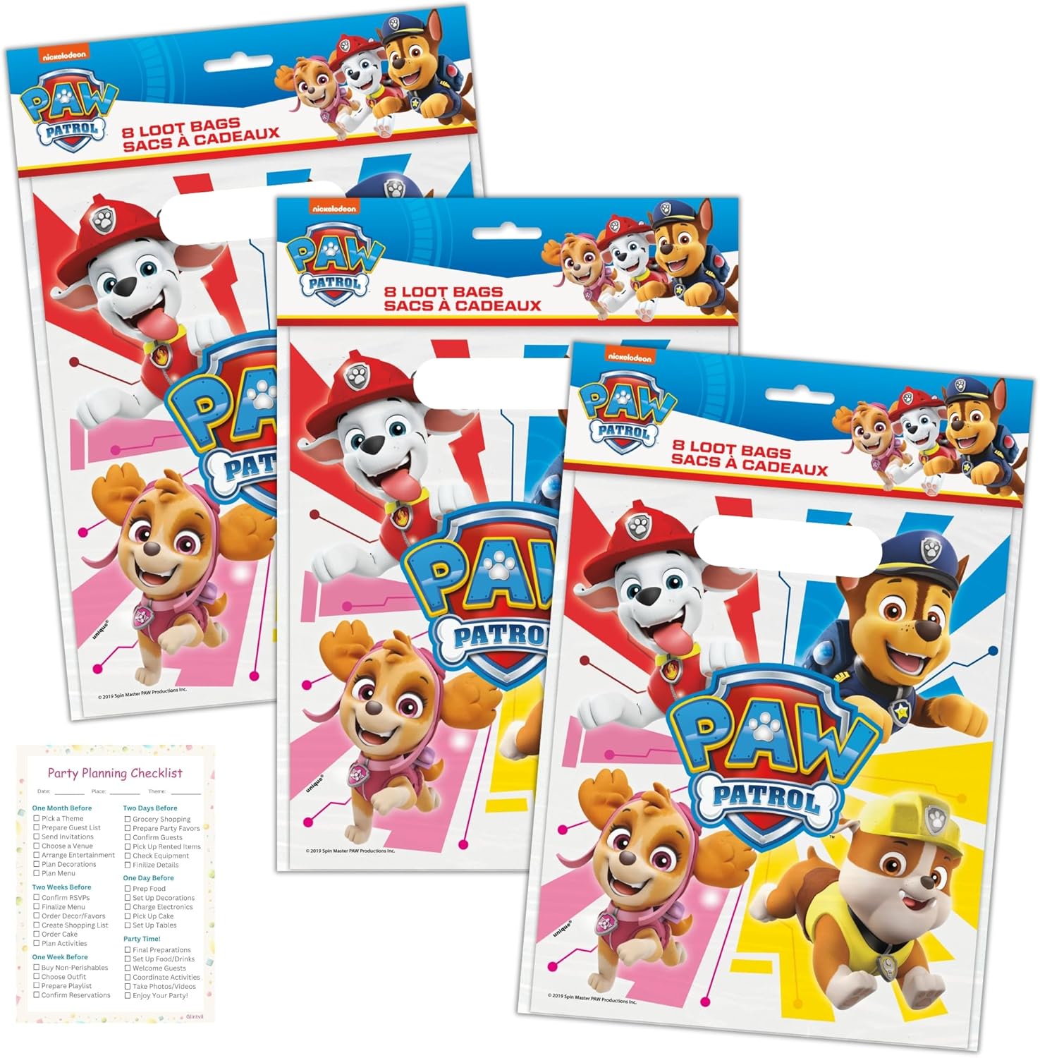 Paw Patrol Goodie Bags - Perfect Party Favors with 24 Plastic Bags & Checklist | Birthday Decorations