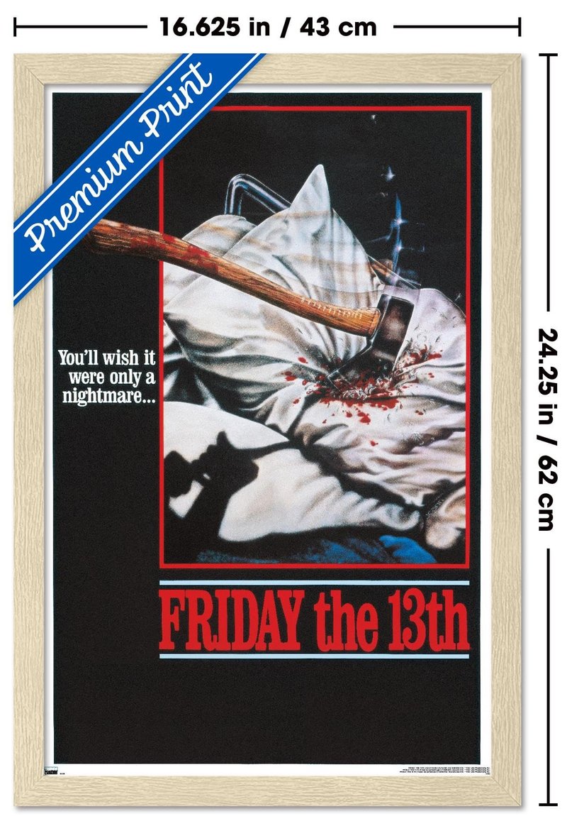 Trends International Friday The 13th - One Sheet Wall Poster, 22.4L x 14.7W, Blonde Framed Version
