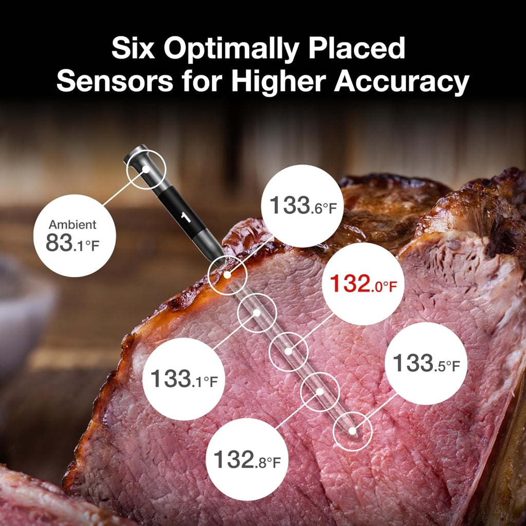 ThermoMaven Smart Bluetooth Meat Thermometer - WiFi Unlimited Range, 6 Sensors, NIST Certified Accuracy, 2 Probes for Kitchen & BBQ