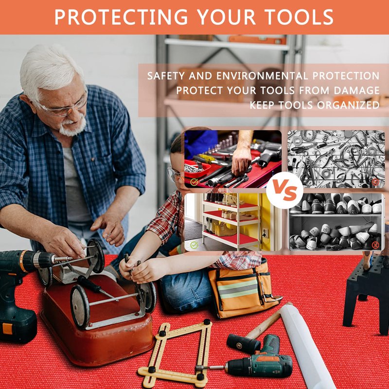 Foam Toolbox Liner Drawer Mat 1/8 Inch Thick X 16 Inch Wide X 6 Ft Long Red, No Slip for Protecting Cabinet, Garage, Cart, Tool Box (Red)