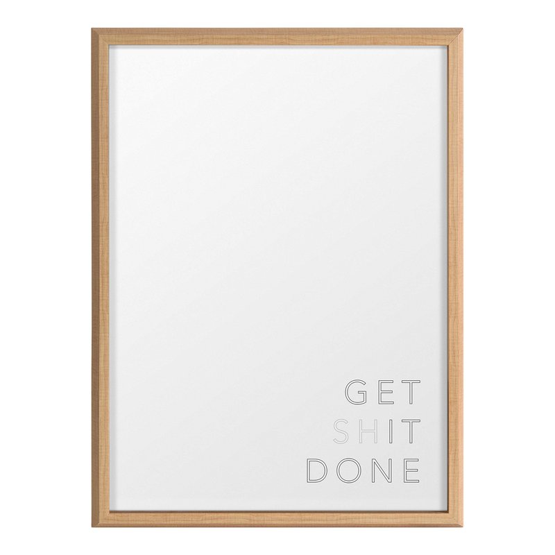 Kate and Laurel Blake Get It Done Framed Printed Printed Dry-Erase Glass Wall Art by The Creative Bunch Studio, 18x24 Natural, Inspirational Art for Wall