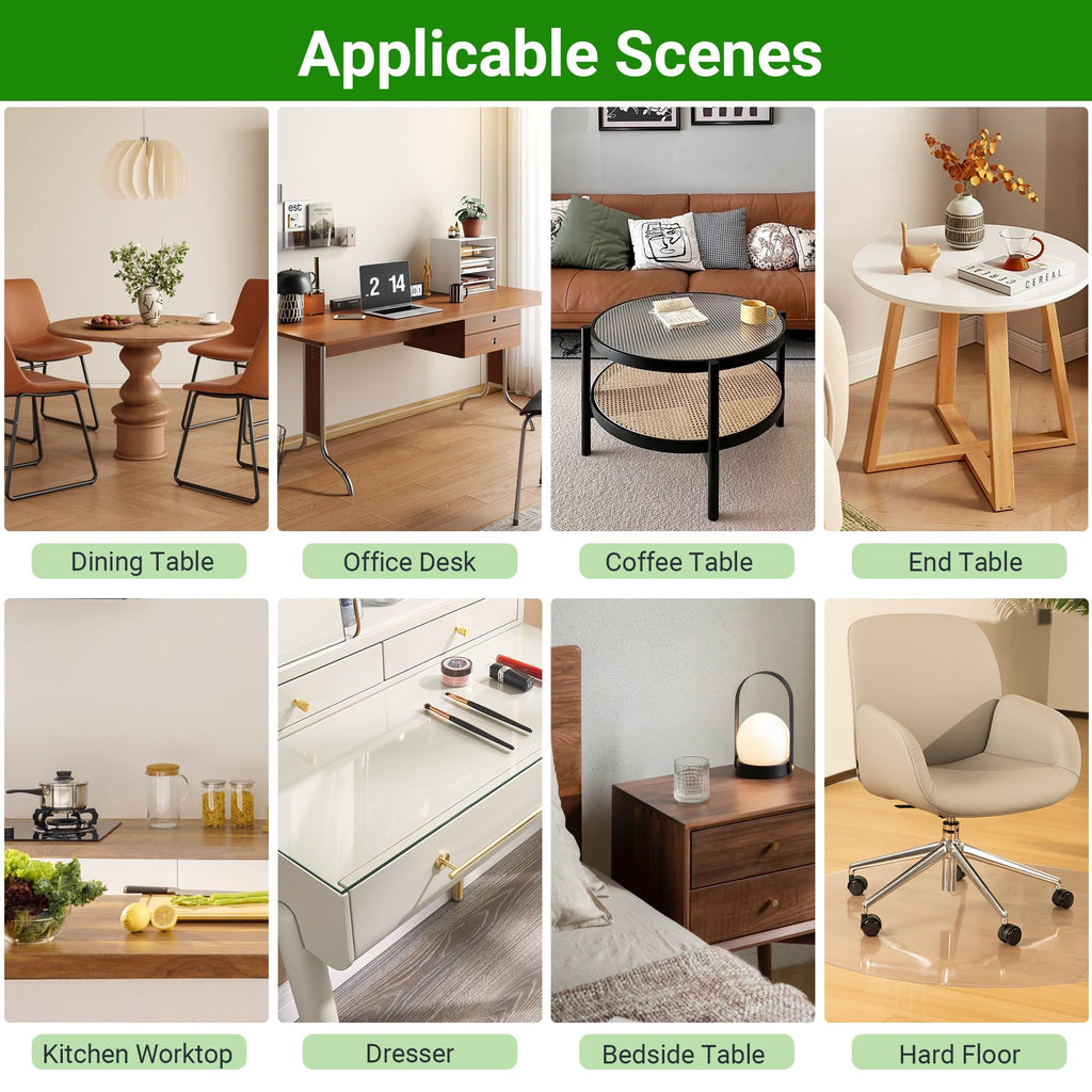 ETECHMART Clear Round Table Cover Protector 48'', 2.0mm Thick Vinyl Waterproof Transparent Table Protector, Non-Slip Heat Resistant Clear Plastic Table Cover Protector for Coffee Table Hard Floor