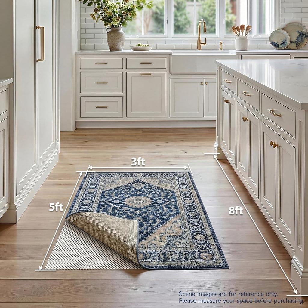 Veken Rug Pad Gripper - Non-Slip Area Rug Pad for Hardwood & Tile Floors | 3x5 Ft Anti-Skid Mat