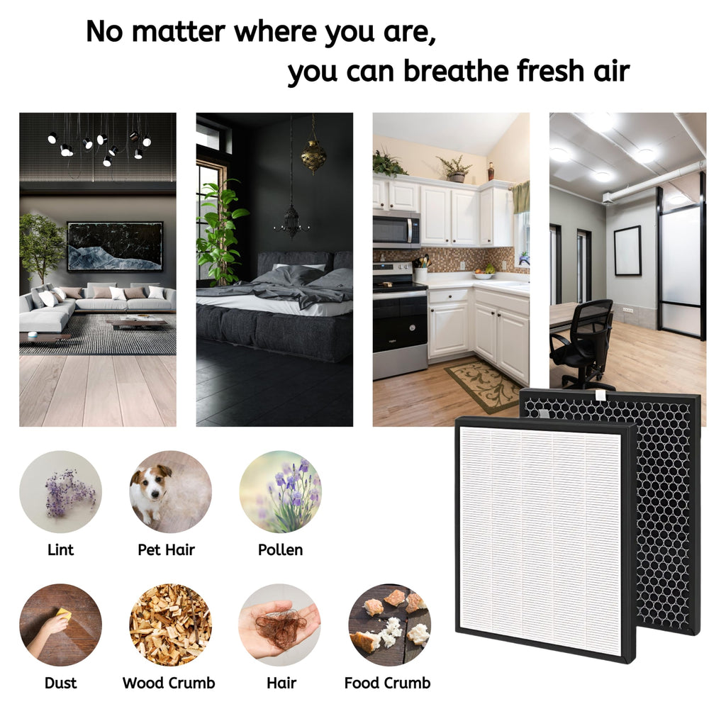 Nispira HEPA Air Filter Plus Carbon Pre Filter Replacement Compatible with Levoit Air Purifier LV-PUR131, 4 Packs