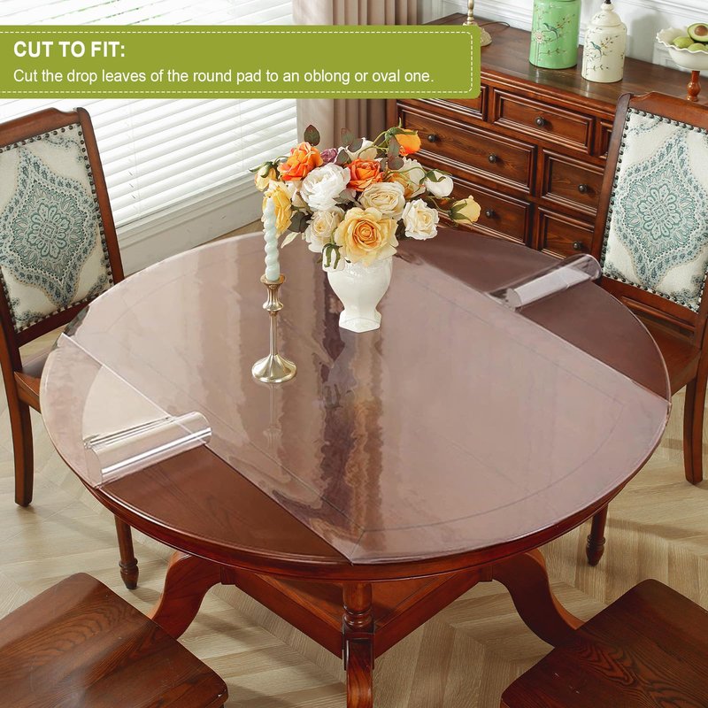 OstepDecor Clear Round Table Protector 60 Inch Thick Clear Table Cover Protector Round, Plastic Waterproof PVC Tablecloth, Vinyl Circle Table Top Protector for Dining Room, Coffee Tabletop