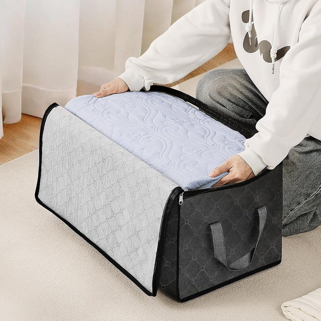 VEVOR 60L Large Storage Bags - 6 Pack Foldable Closet Organizers with Handles | Grey Non-Woven Fabric