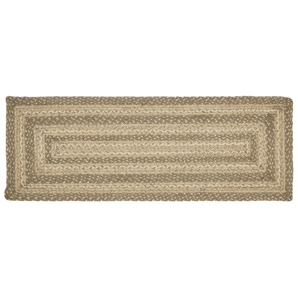 VHC Brands Farmhouse Cobblestone Table Runner, Tan Grey White, Jute Blend, Rectangle, 13x36 Inches
