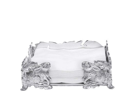 Arthur Court Napkin Holder Box Classic Heavy Cast Aluminum Metal Luncheon Fits Large Lunch Square Spring/Easter Napkins 7.5 inch Square
