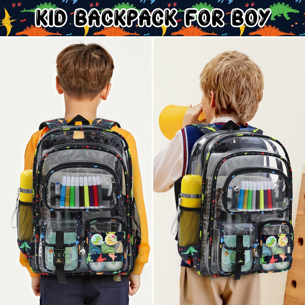 Unineovo Clear Backpack Heavy Duty, Clear Bookbag with Pencil Case, Large See Through Backpack Plastic Transparent Backpacks for Primary College Work Travel