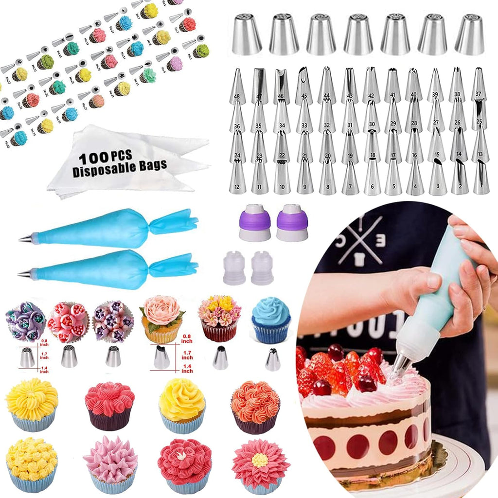 Skiennix 567 PCS Cake Decorating Kit - Complete Baking Set with Springform Pans & Rotating Turntable