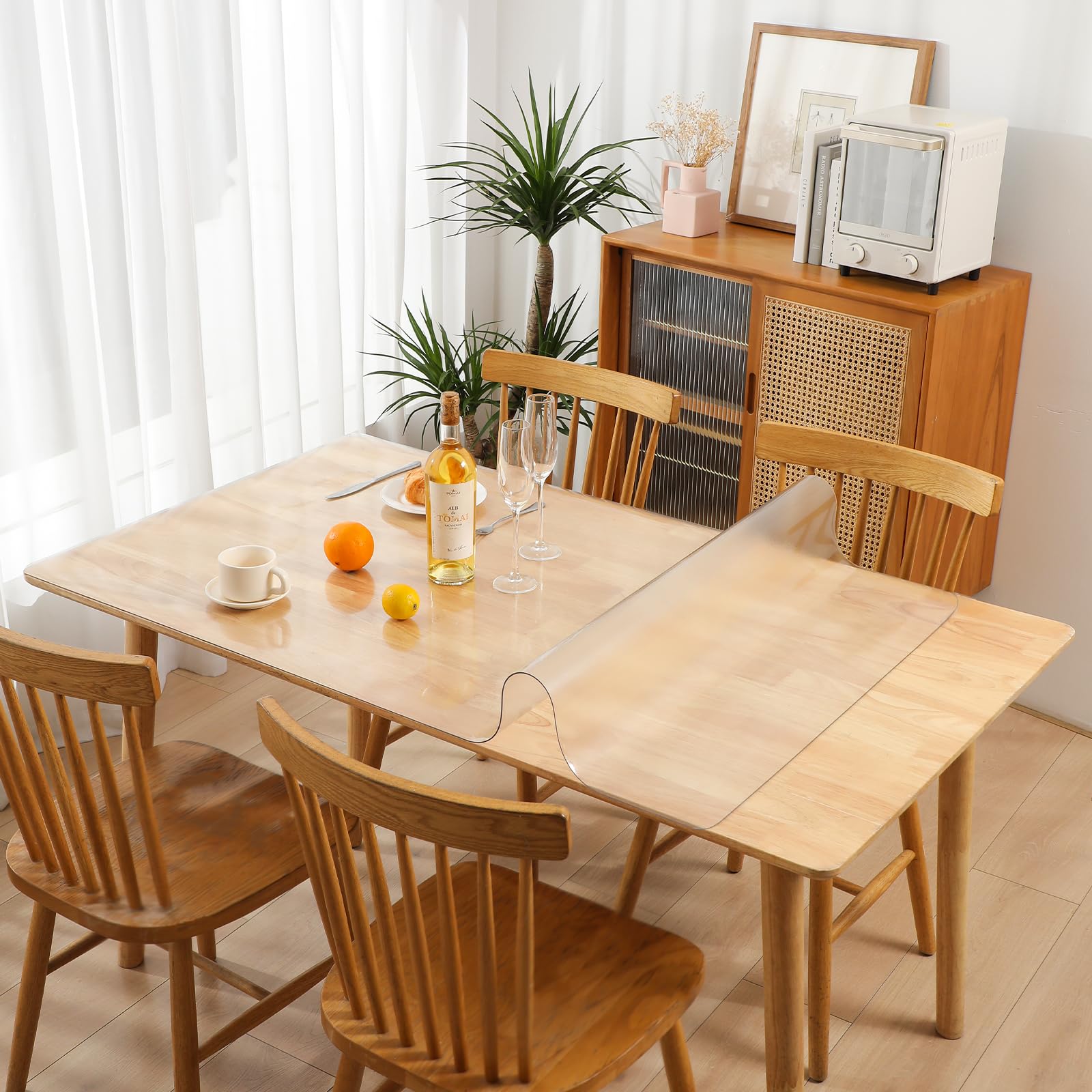 MOCAL Clear Plastic Kitchen Countertop Cover Mat Table Protector Cover Wooden Furniture Tablecloth Wipeable Vinyl PVC Coffee End Table Chair Floors Pad Scratch Proof