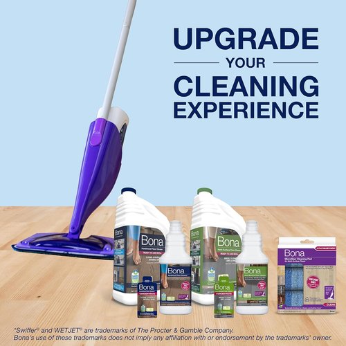 Bona Hardwood Floor Cleaner - 64 Fl Oz Bottle with Concentrate Refill for Swiffer WETJET