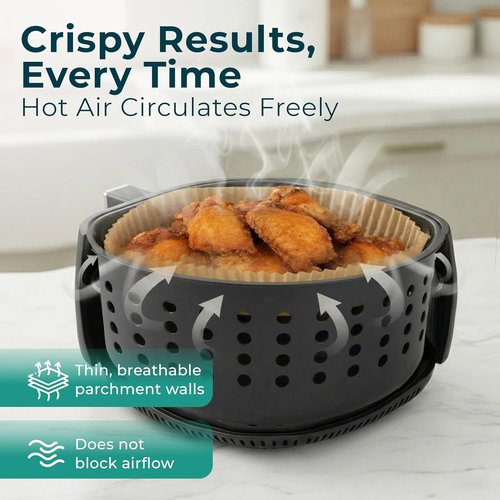 Cathy Yoder Round Air Fryer Liners - 125 PCS Disposable 6.3-Inch Parchment Sheets for Easy Cleanup