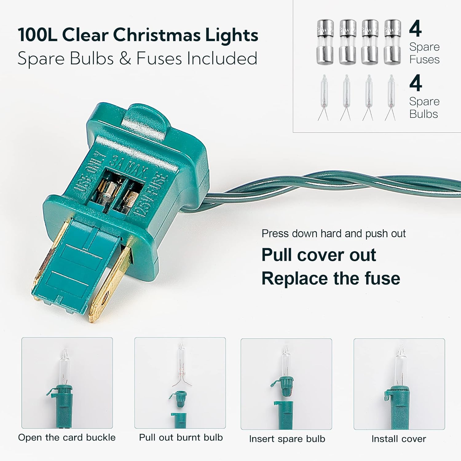 Skiennix 100 Count White Christmas Lights - Clear Mini Incandescent String Lights for Home & Party (23 Feet)
