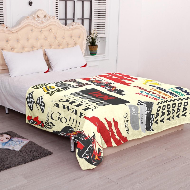 MHunter 50'' x 40'' Car Gift F1 Single Sided Flannel Blanket, Racing Car Throw Blanket House, Blankets All Seasons Warm Cozy Blankets for Sofa Chairs Bed Office Home Fans Boys Men Women All Ages