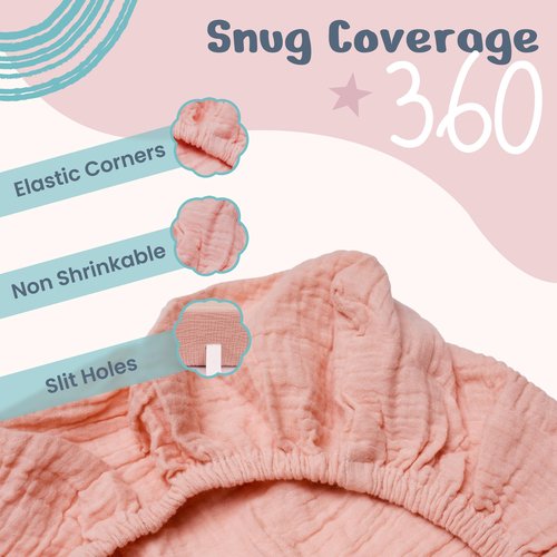100% Muslin Changing Pad Cover Ultra Soft 120GSM Baby Changing Pad Covers for Girls and Boys - Easy wash Diaper Changing pad Cover with Low Shrinkage (4 Pack - White/Beige/Caremal/Retroyellow)