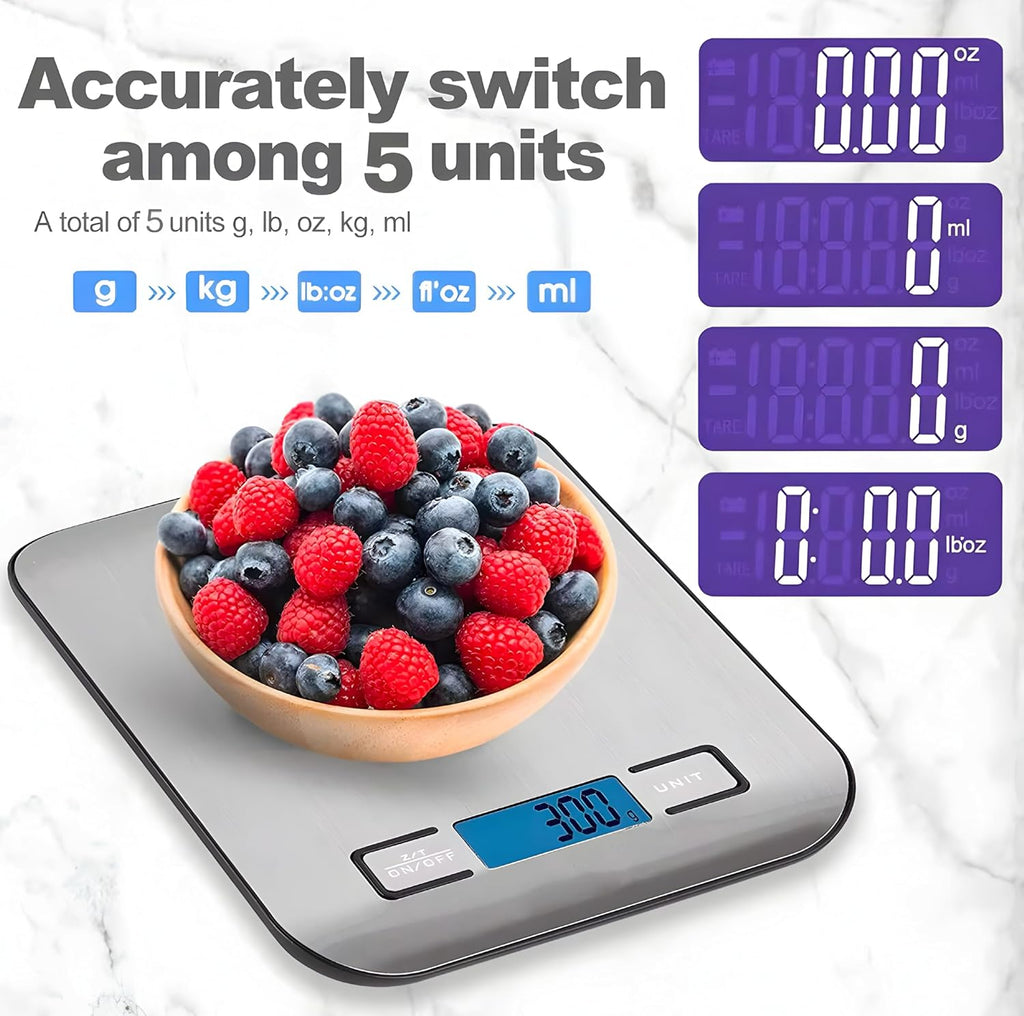 Skiennix Digital Kitchen Scale - Precision Food Scale in Grams & Ounces | Stainless Steel, Compact Design for Cooking & Baking