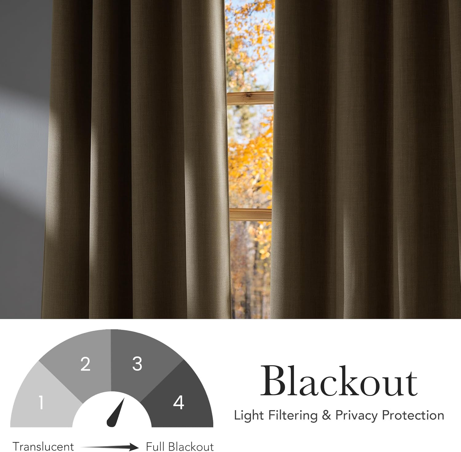NICETOWN Blackout Curtains - Short Faux Linen Oatmeal Privacy Panels for Kitchen | 63 Inches, 2 Panels