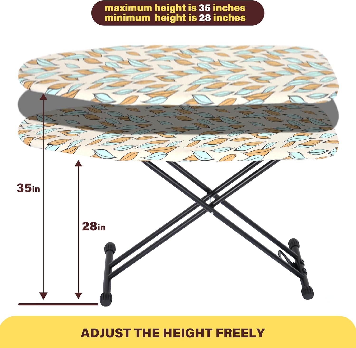 Veiox Ironing Board - Foldable Full Size With Heat Resistant Cover | Adjustable Height & Sturdy Legs (13x43)