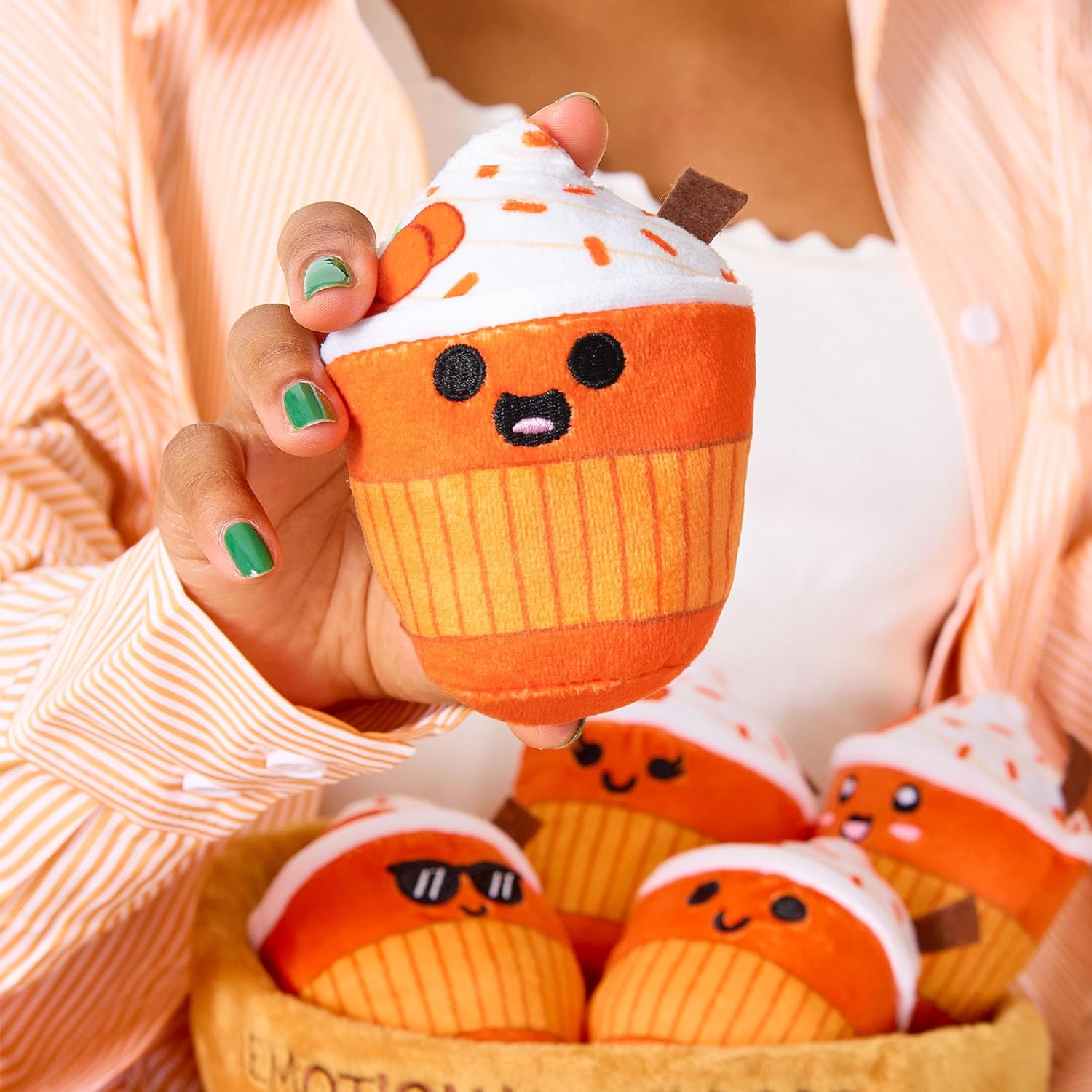 Relatable Emotional Support Lattes - Soft Fall Plushies for All Ages | Perfect Back to School Gift Set with 5 Plushies in Basket