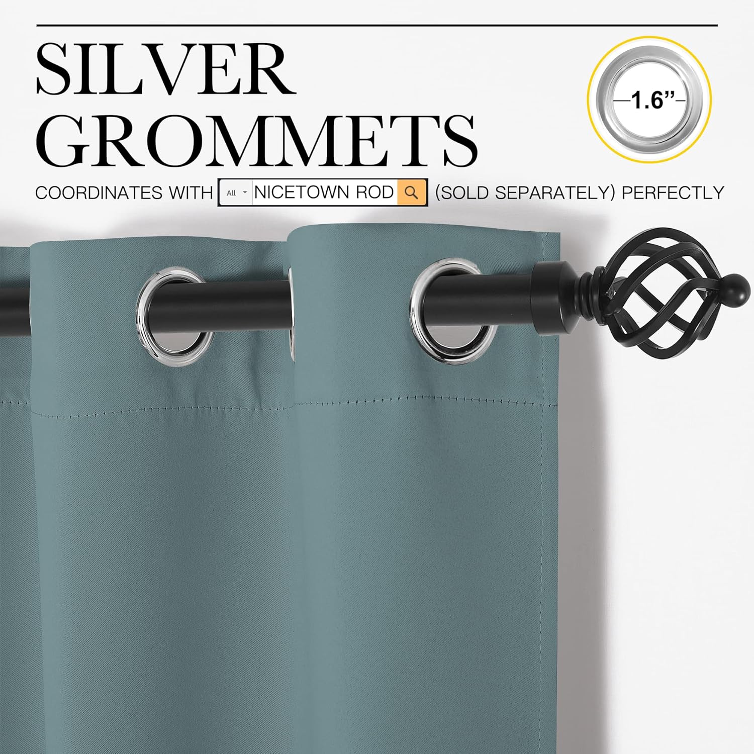 NICETOWN Blackout Curtains - Noise Reducing Thermal Insulated Drape Panels | Greyish Blue, 2 Panels, W29 x L45-Inch