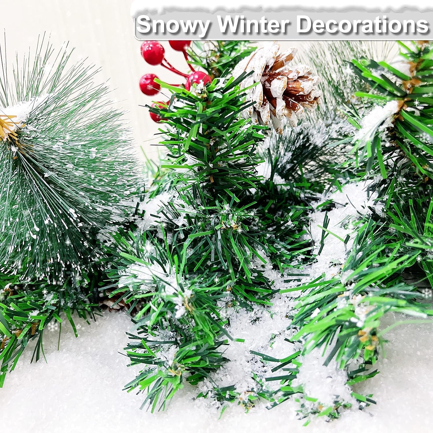 Skiennix Fake Snow Decoration - Instant Artificial Snow for Christmas Crafts | 10.6 Ounces Dry Plastic Snowflakes
