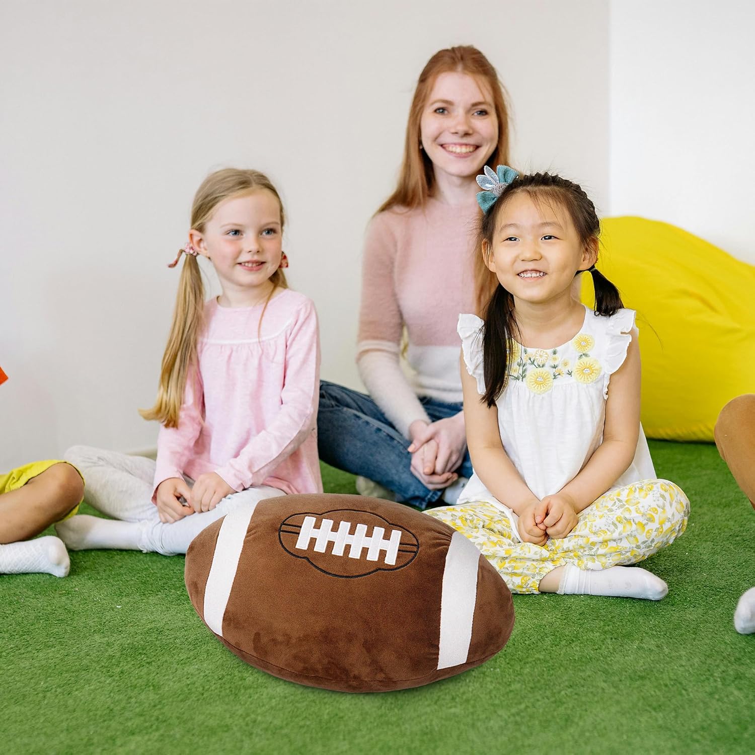 OurHonor Football Plush - 18" Soft Fluffy 3D Stuffed Football Pillow | Cute Indoor Outdoor Decoration for Kids