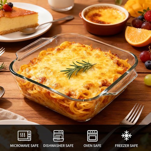 Glass Bakeware Dish Set by [Brand Name] - 6"x6" Square Baking Pan for Casserole, Lasagna & Brownies