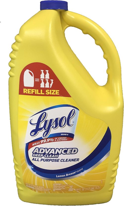 Lysol Disinfectant Refill - 144 Ounce Bottle | Advanced Deep Clean with Lemon Breeze Scent