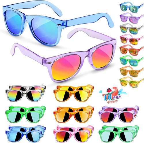 GKTZ Kids Sunglasses - Neon UV 400 Protection Party Favors for Boys & Girls | 16-Pack Birthday Goodie Bags
