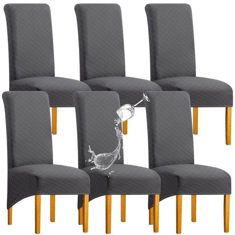 BOGUANG Waterproof XL/Oversized Dining Chair Cover, Parsons Chair Covers(Dark Grey, Set of 6(XL))