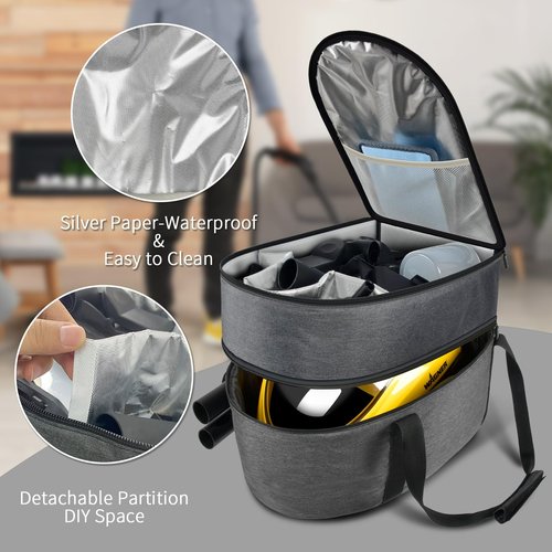 Steadtep Bag for Wagner Spraytech 0282014 915e Portable Steam Cleaner, Foldable Handheld Steamer Storage Case Container for 18 Accessories Cleaning Brushes, Wallpaper Steam Plate with Pockets-Bag Only