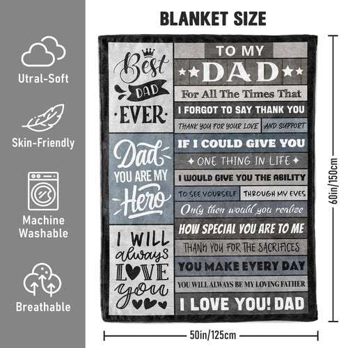 YPURTSD Valentines Day Birthday Gifts for Dad - Dads Gifts from Daughter Son - Fathers Day for Father - Blanket for Dad Who Wants Nothing - to My Best Father Ever Blanket 50"x60"