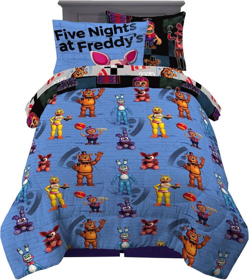 Franco Kids Bedding | Five Nights At Freddy's Super Soft Comforter & Sheet Set - Twin Size, 5 Pieces