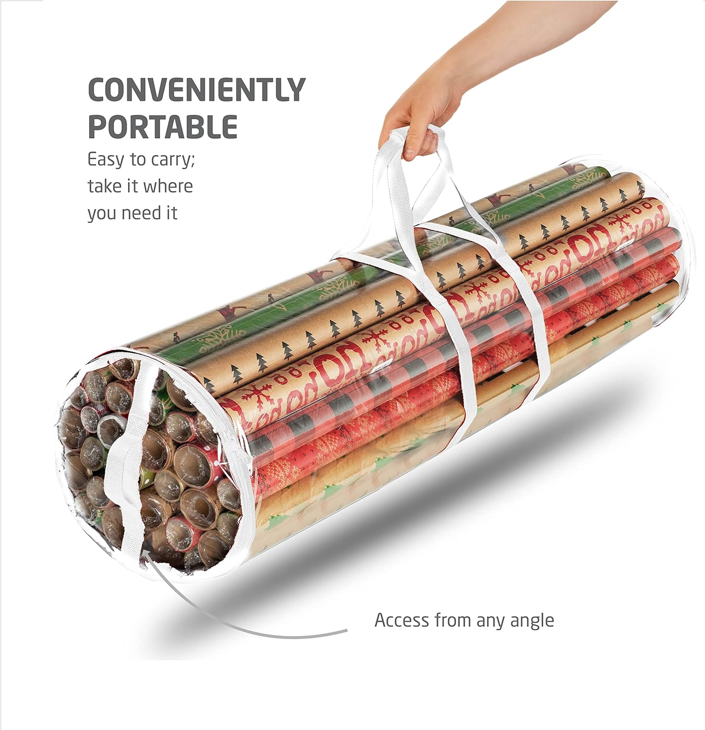 ZOBER Wrapping Paper Organizer - Waterproof 40-Inch Storage for 25 Standard Rolls