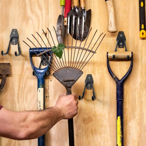 LANDNEOO Garage Hooks - 20-Pack Heavy-Duty Steel Wall Mount Organizers with Anti-Slip Coating for Ladders, Bikes & Tools - Black