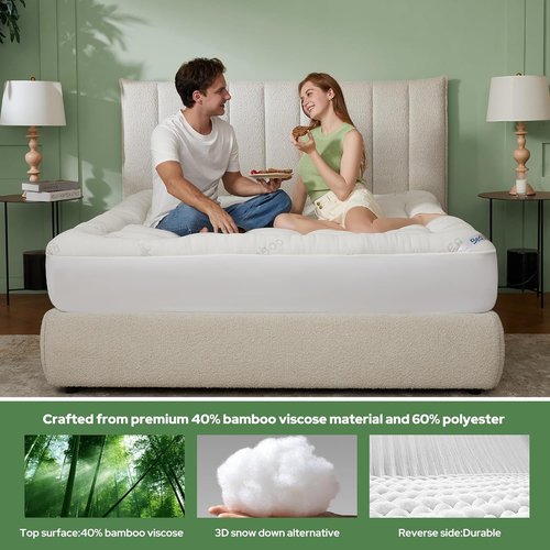 BEDLORE California King Mattress Topper - Soft Bamboo Viscose Pillow Top for Back Pain Relief | Fits 6-18 Inch Mattresses
