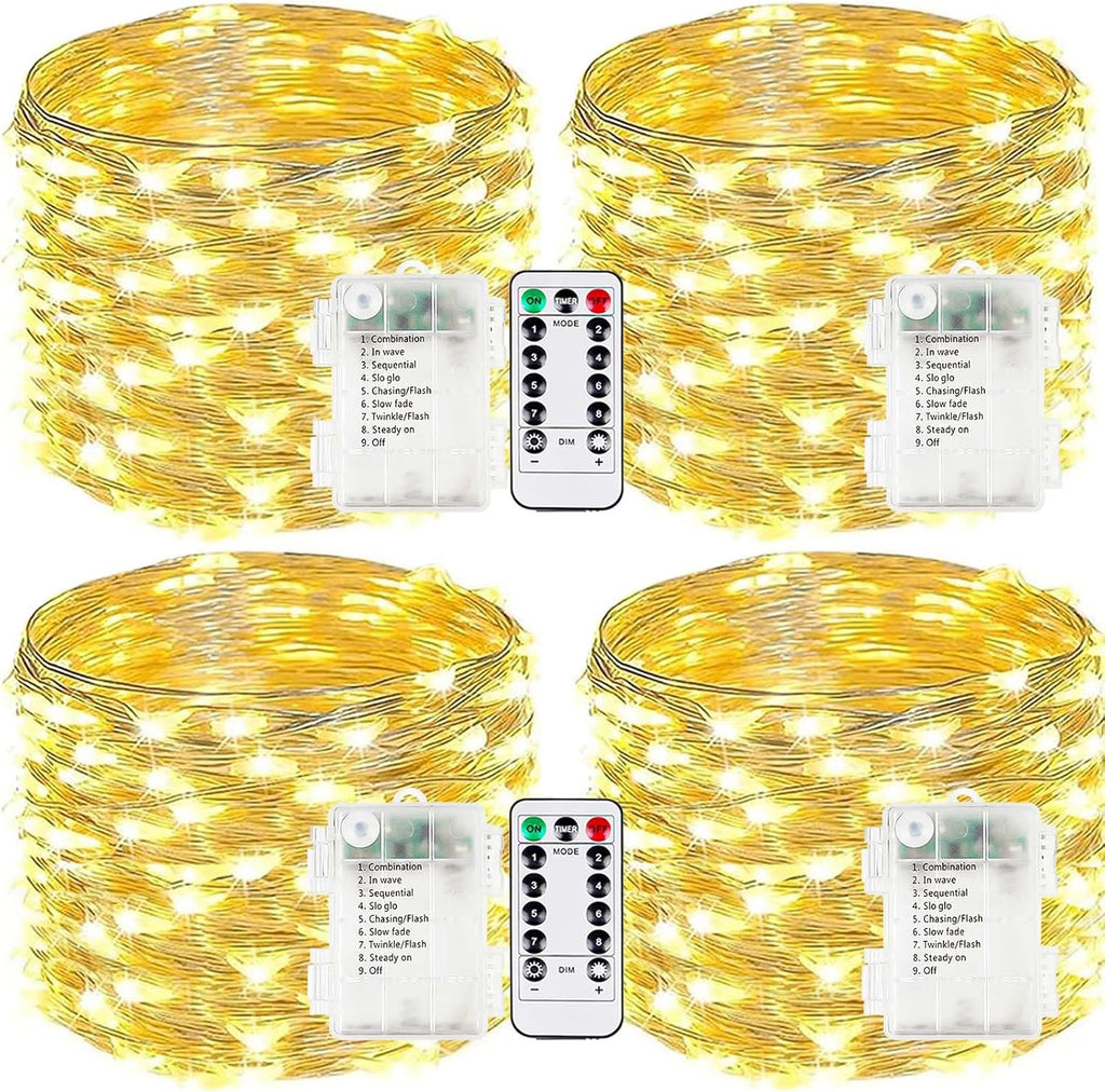 Skiennix 33FT Battery Operated Fairy Lights - 100 LED Waterproof String Lights with Remote & Timer | Warm White