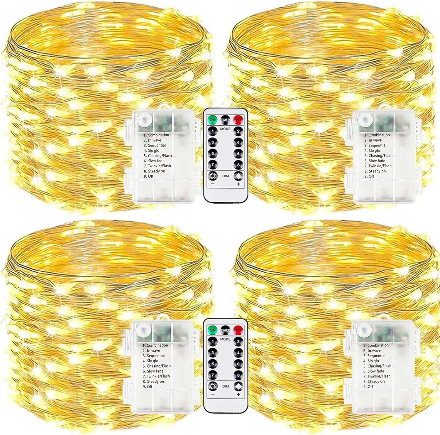 Skiennix 33FT Battery Operated Fairy Lights - 100 LED Waterproof String Lights with Remote & Timer | Warm White