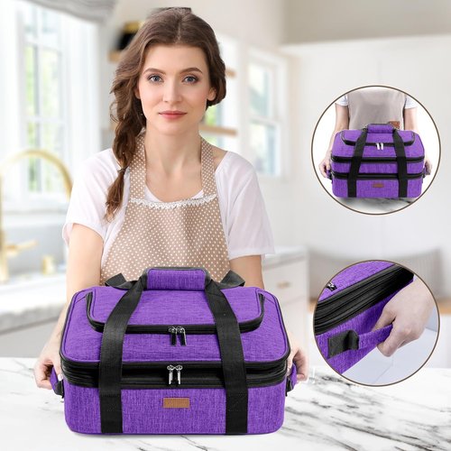BAGSPRITE Expandable Insulated Casserole Carrier - Thermal Tote for Hot or Cold Food | Fits 9" x 13" Dish