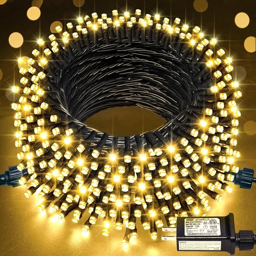 JMEXSUSS 66ft 200 LED Christmas Lights - Warm White Twinkle String Lights for Indoor/Outdoor Decor